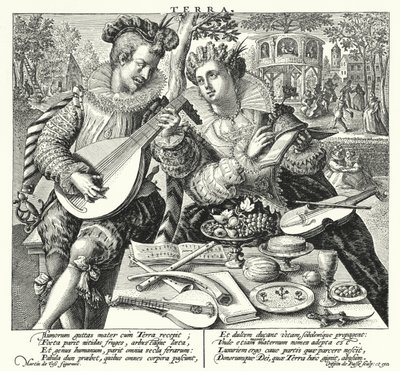 The Pair of Lovers Playing Music by Maarten de after Vos
